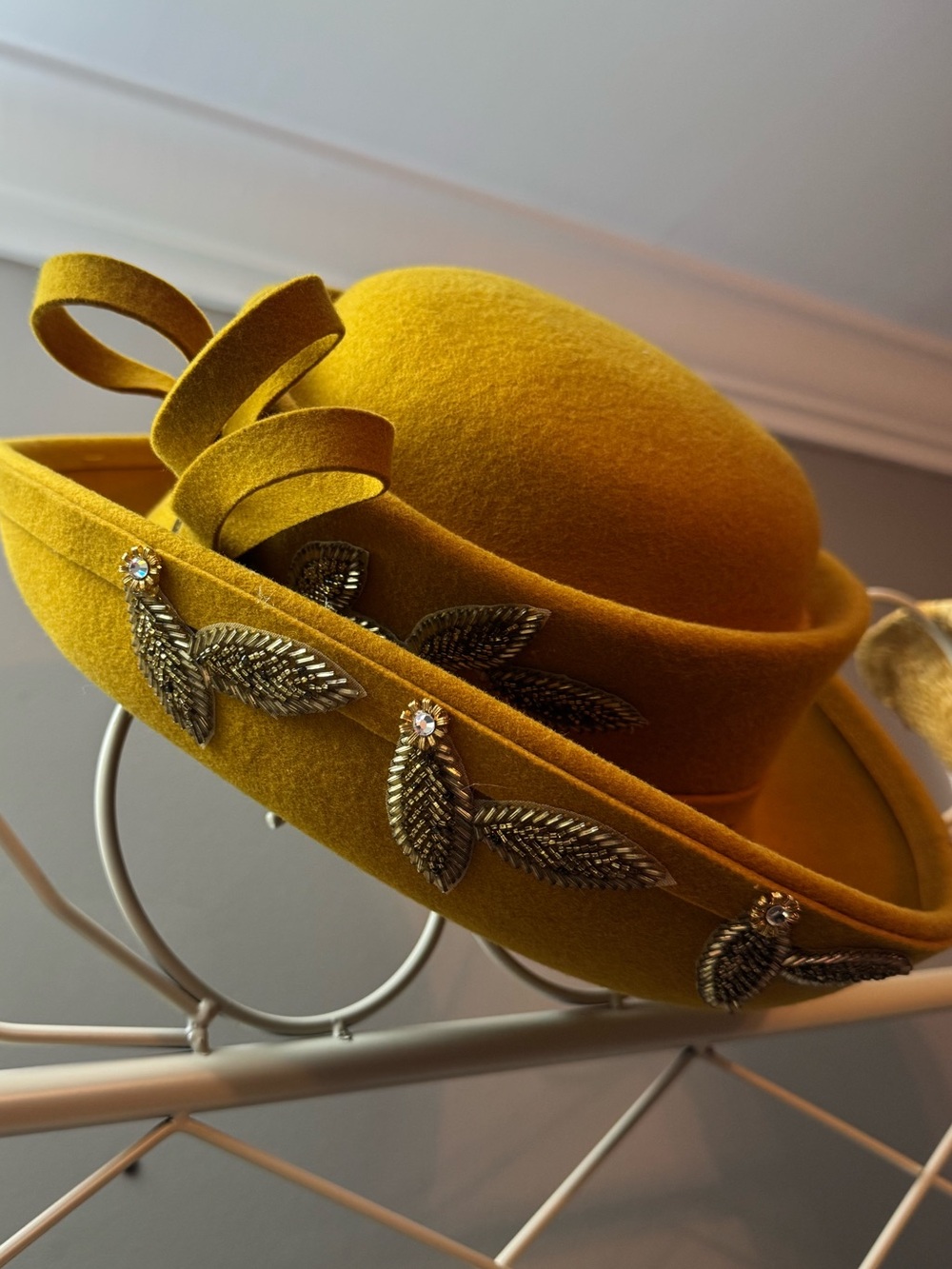 Seasons Elegant Mustard Felt Decorative Women’s Hat